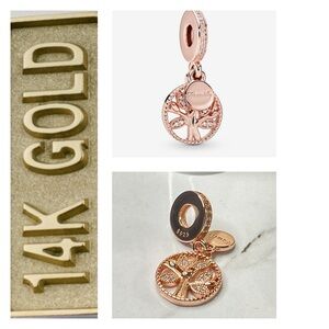🌟 14K Rose Gold Plated Sterling Silver Family Tree Charm